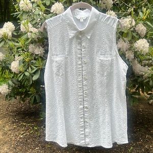 CAbi Lace Sleeveless Buttondown